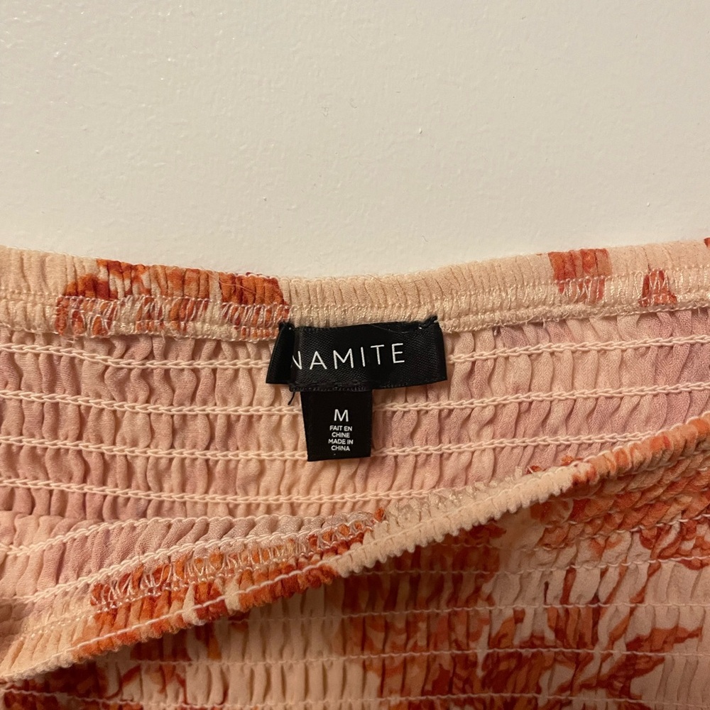Dynamite Orange Smocked Crop Blouse - Picture 2 of 3